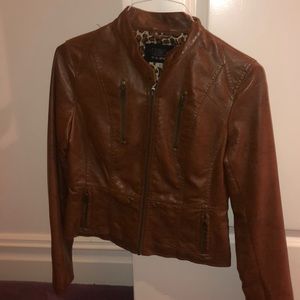 brown faux leather jacket